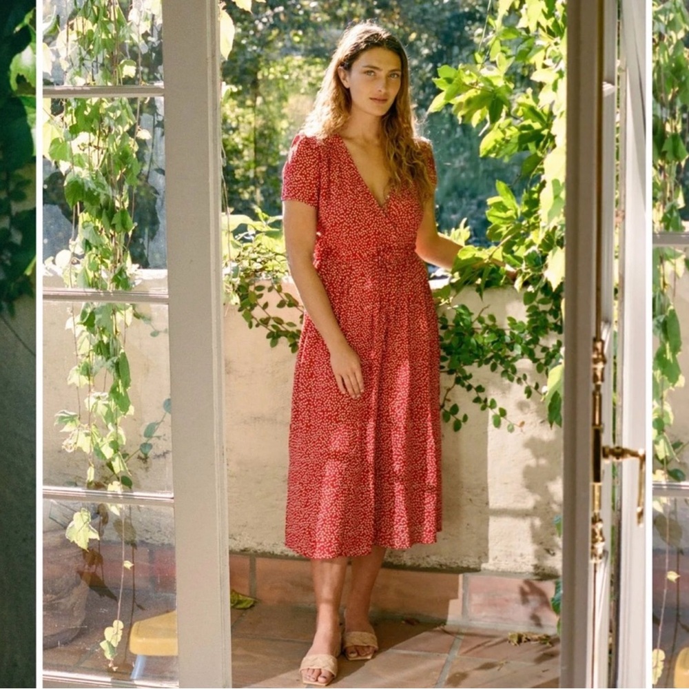 Christy Dawn dress in mulberry ditsy V-Neck Floral Wrap Midi Dress
